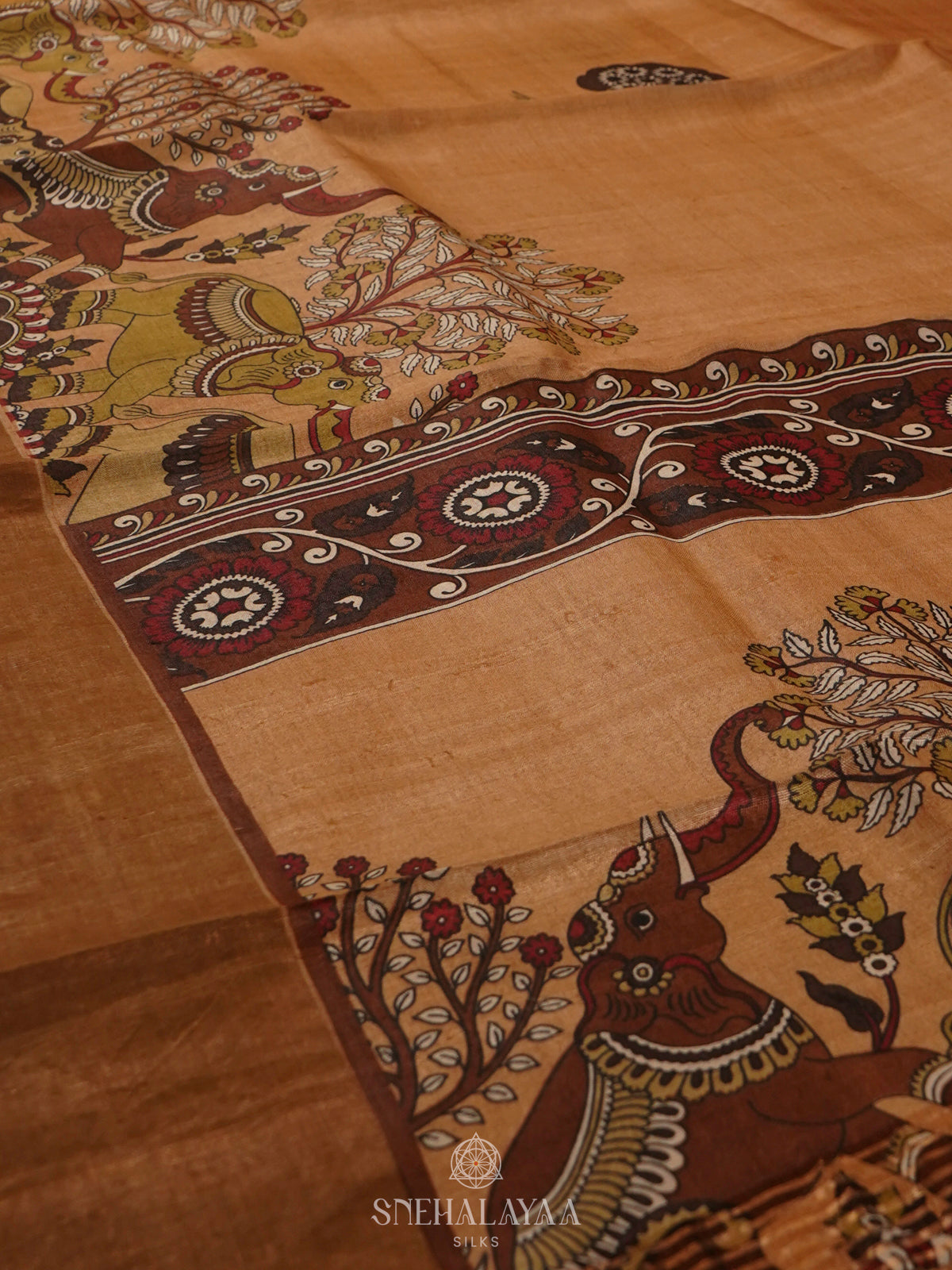 Mustard Tussar Saree