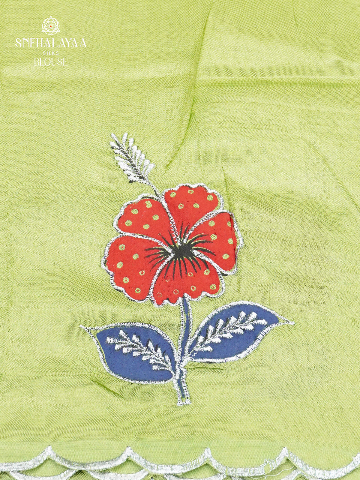 Pista Green Mangalagiri Silk Cotton Saree with Bandhani Design