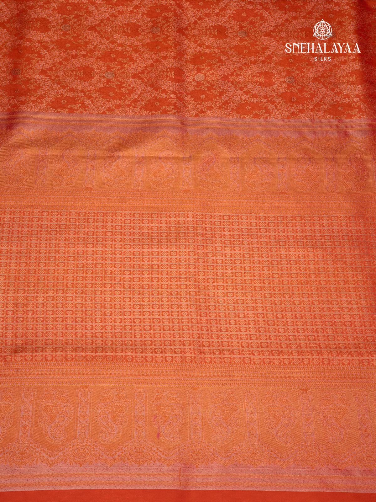 Rust Orange Kanjivaram Silk Saree