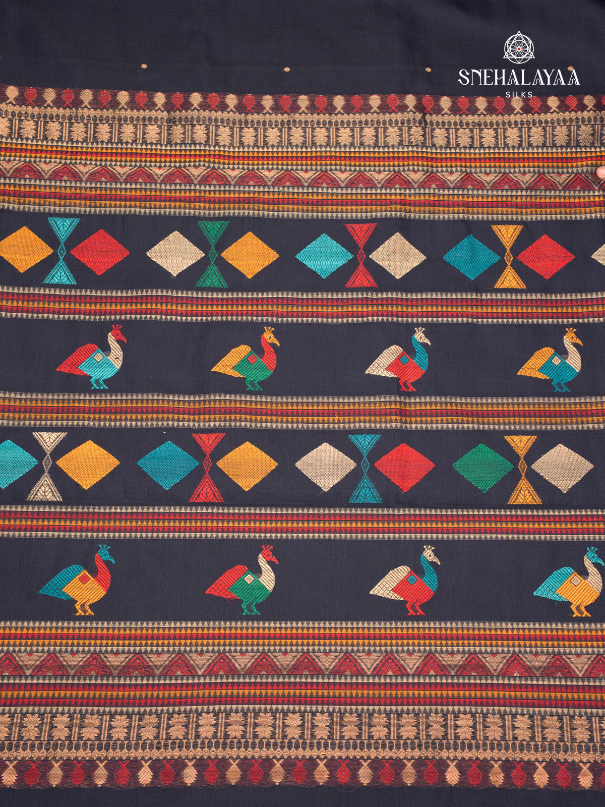 Indigo Kanchi Silk Cotton Saree