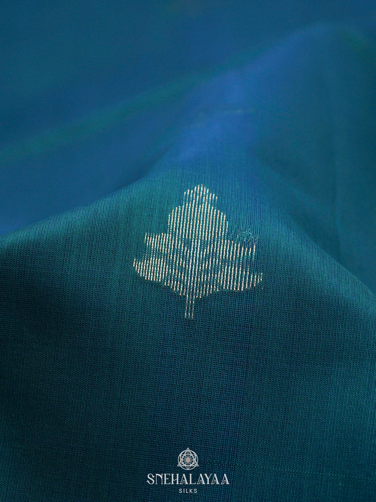 Peacock Blue Kora Silk Cotton Saree