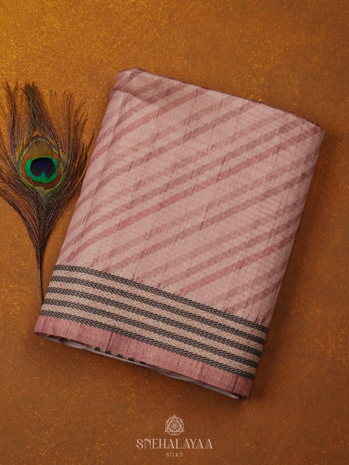 Pale Pink Tussar Embroidery Saree
