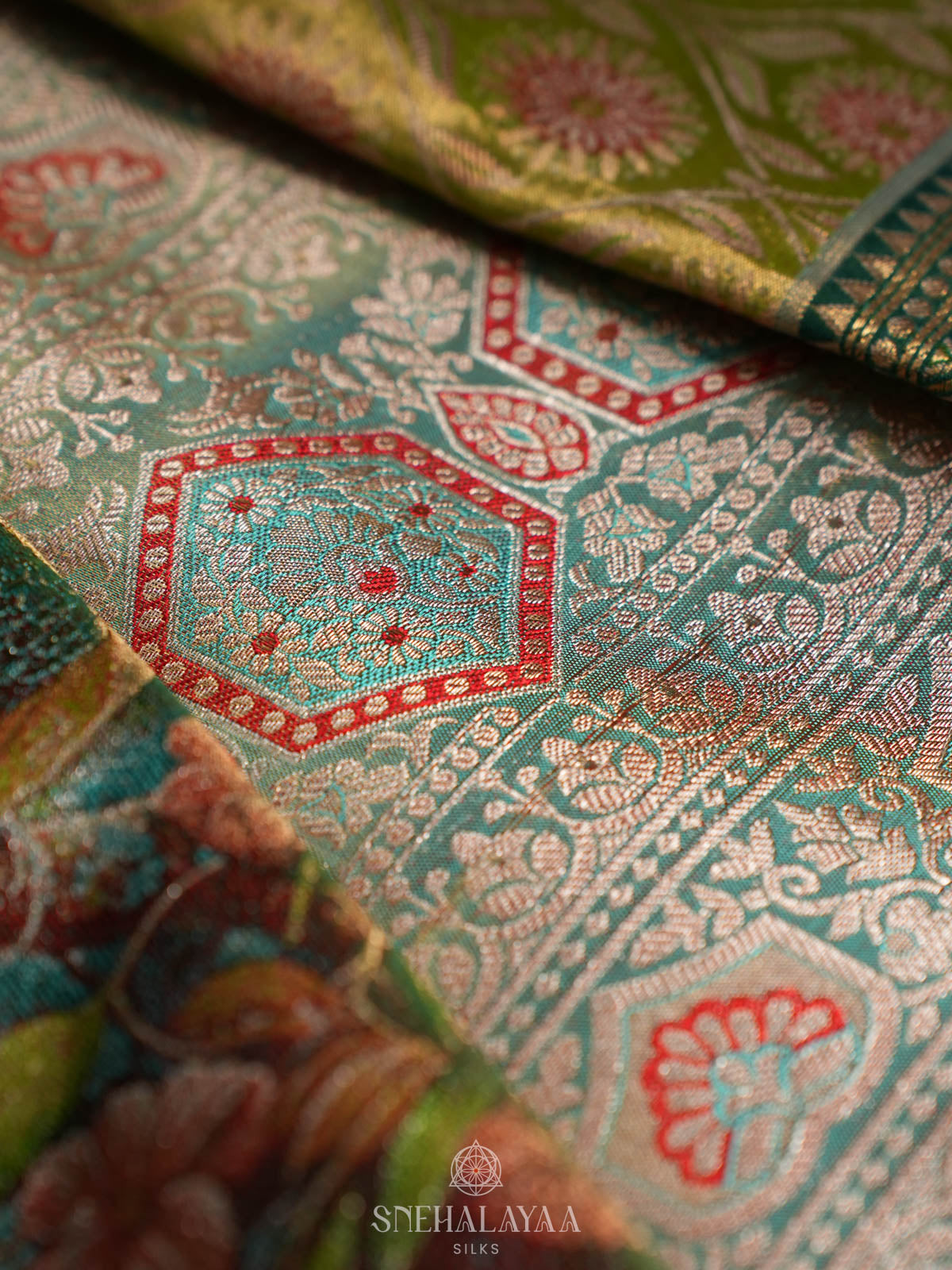 Lime Green Kanjivaram Silk Saree