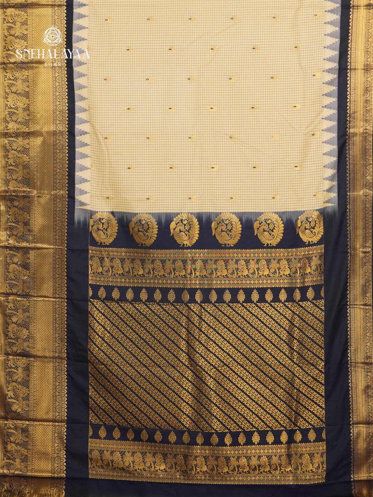 Off White Gadwal Silk Saree