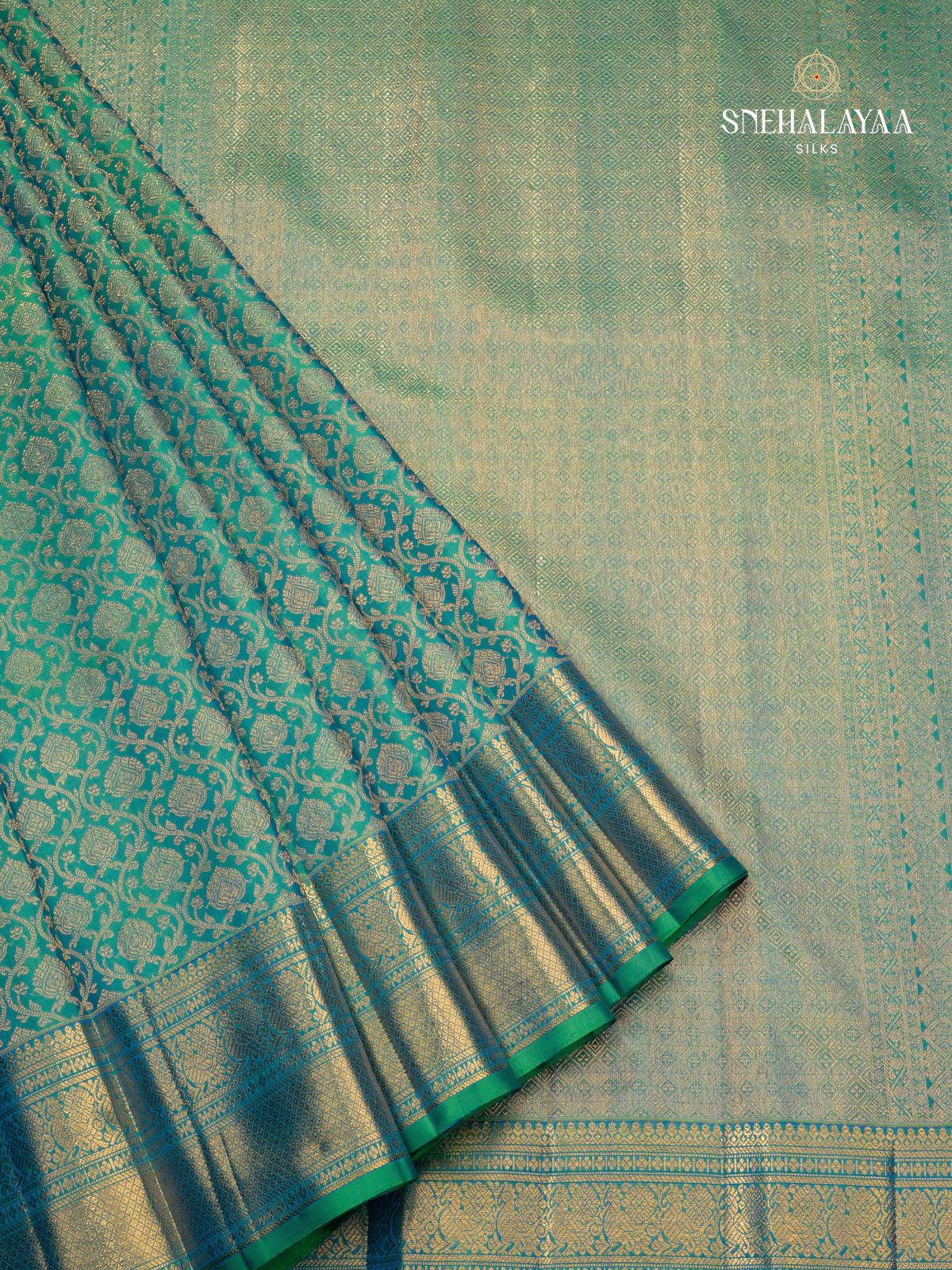 Teal Green Kanjivaram Silk Saree