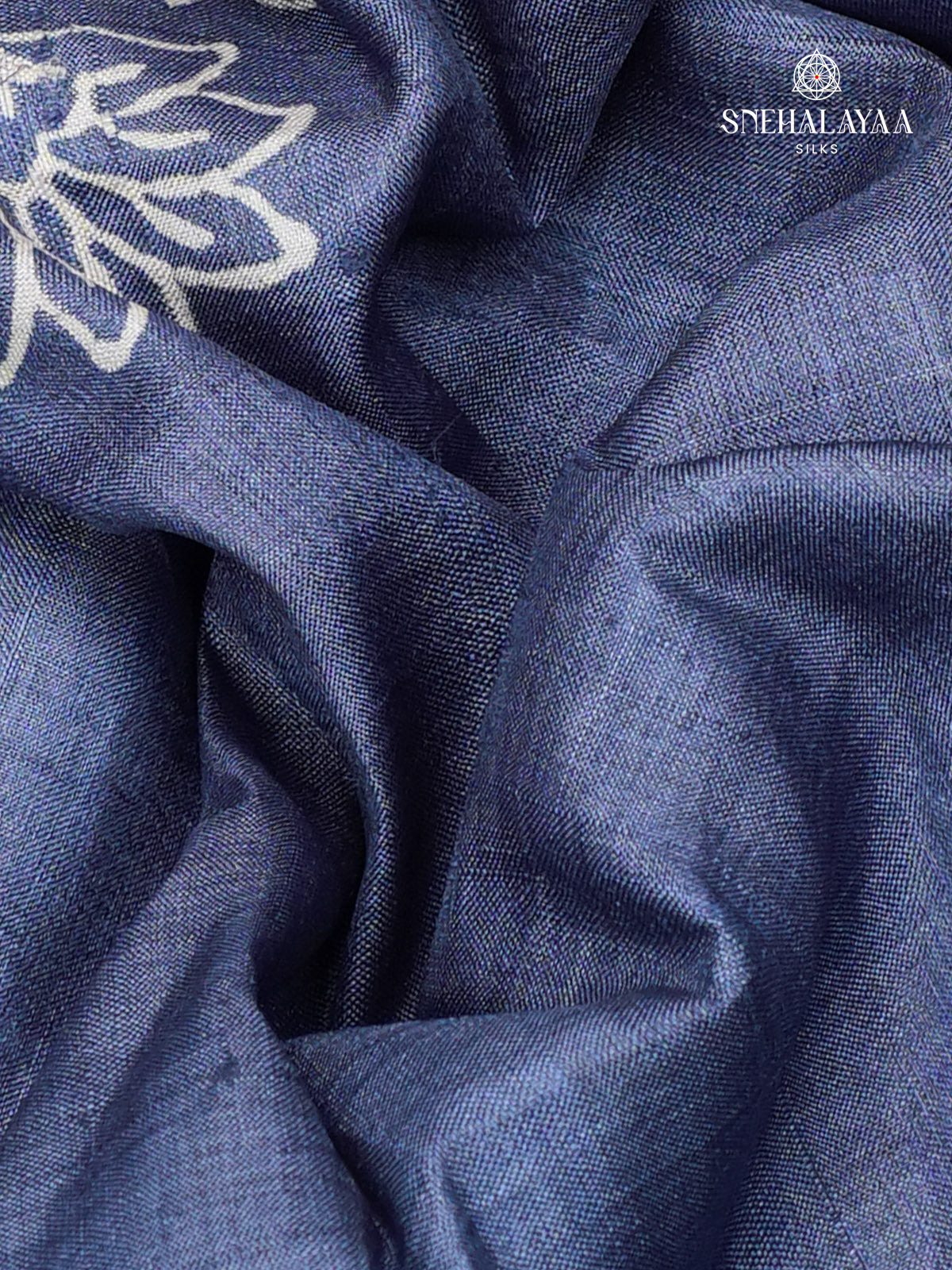 Greyish Blue Tussar Silk Saree