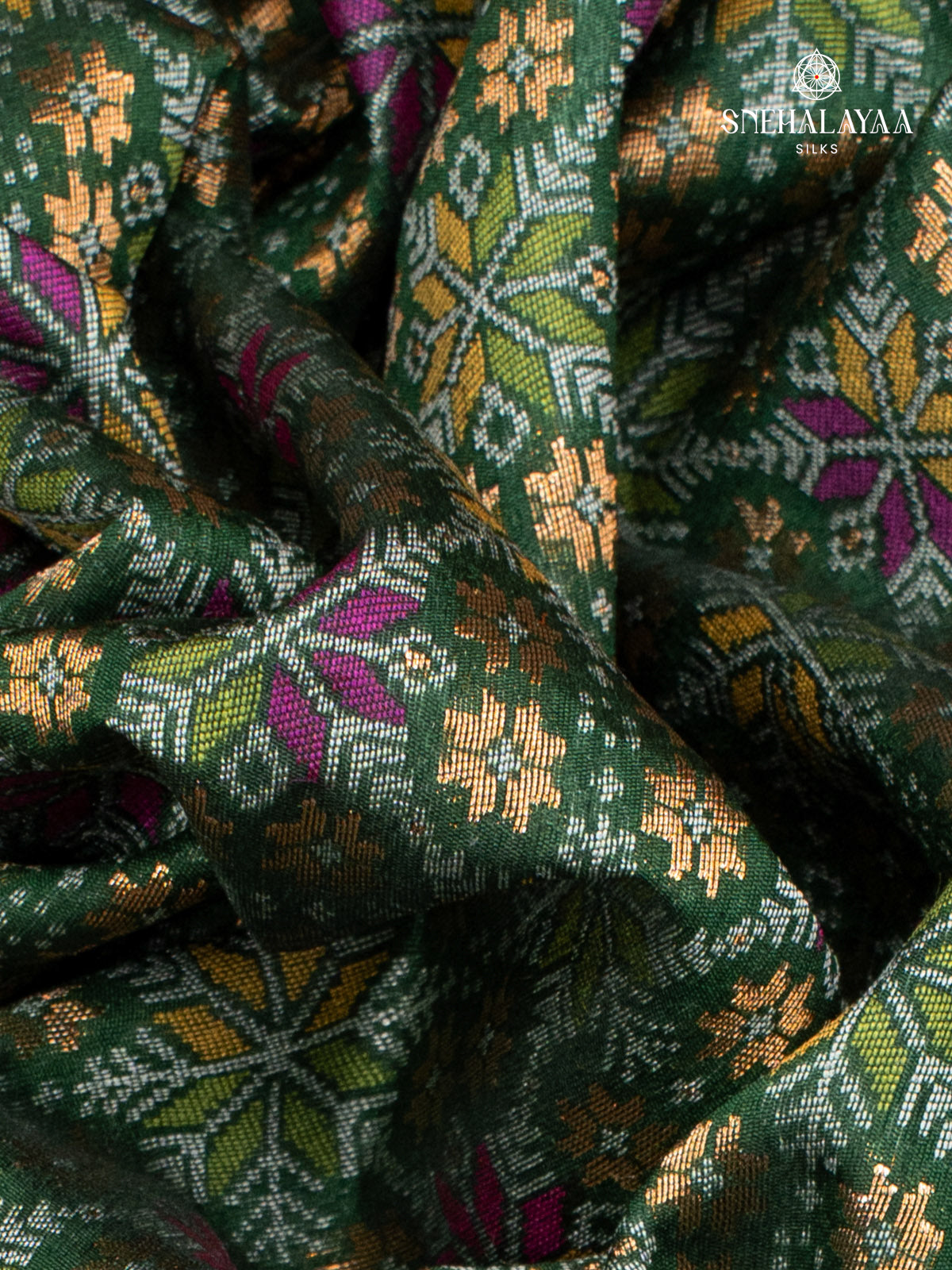 Green Ikat Silk Saree