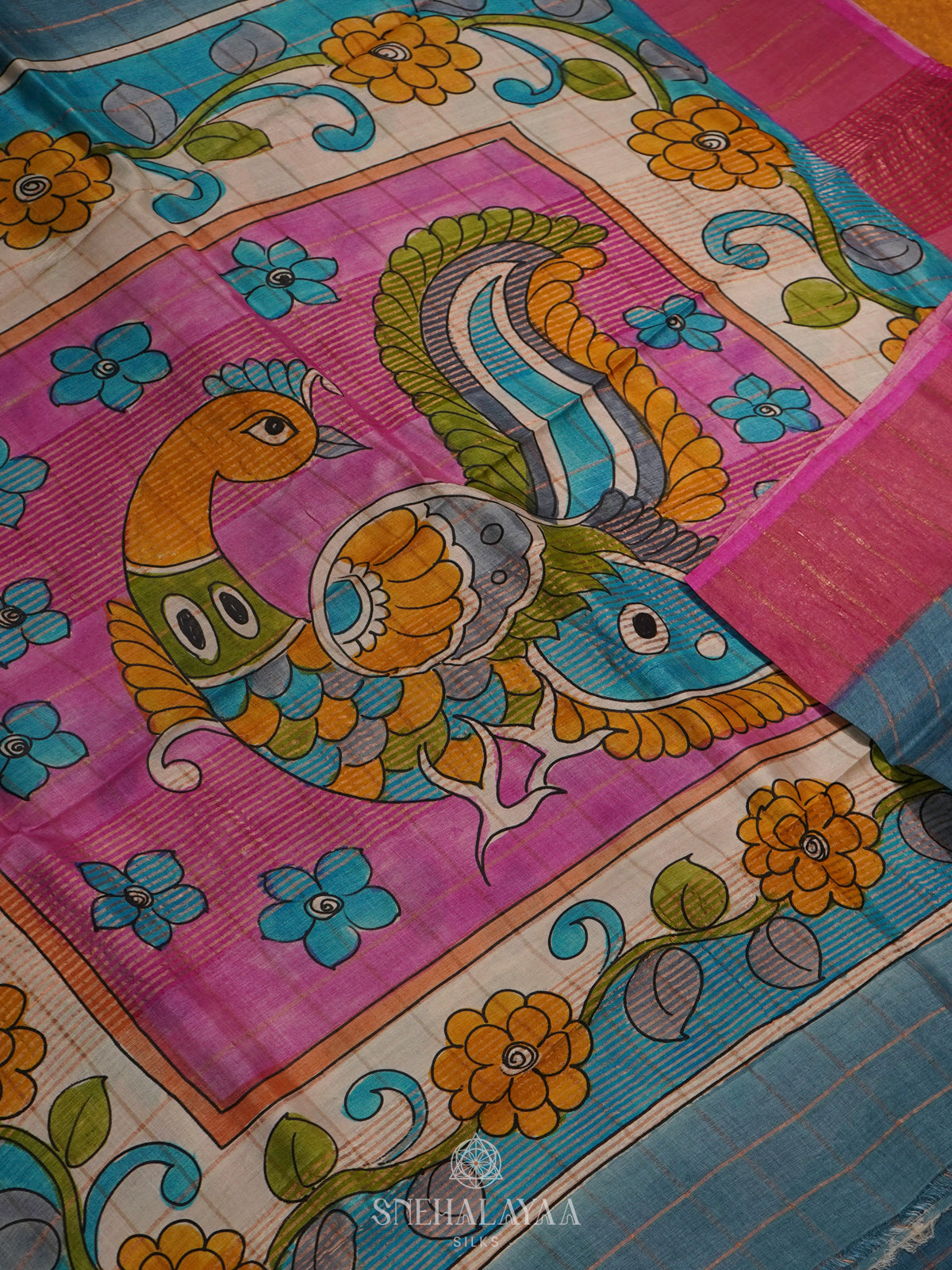 Blue Tussar Saree