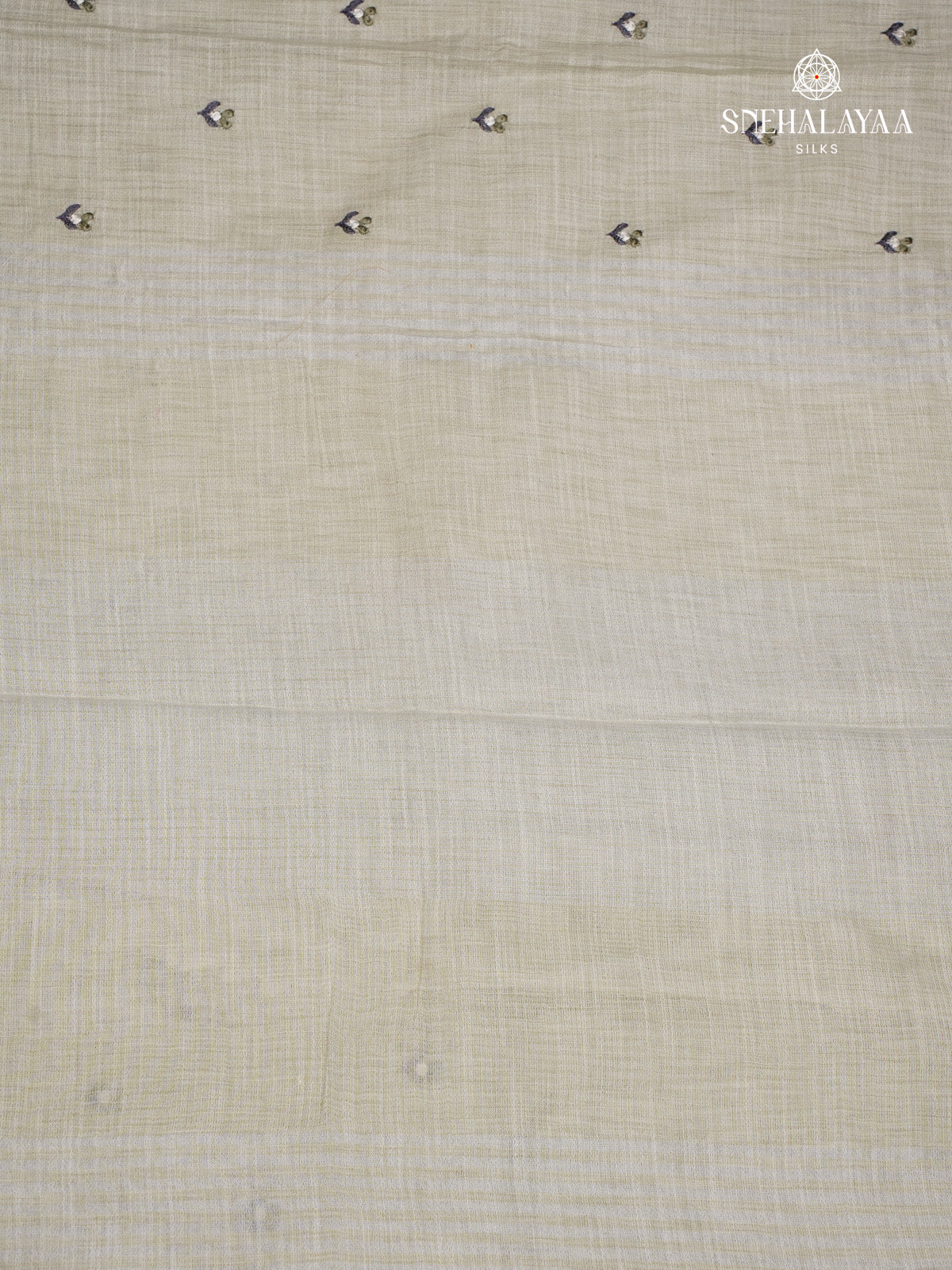 Grey Linen Tissue Embroidery Saree