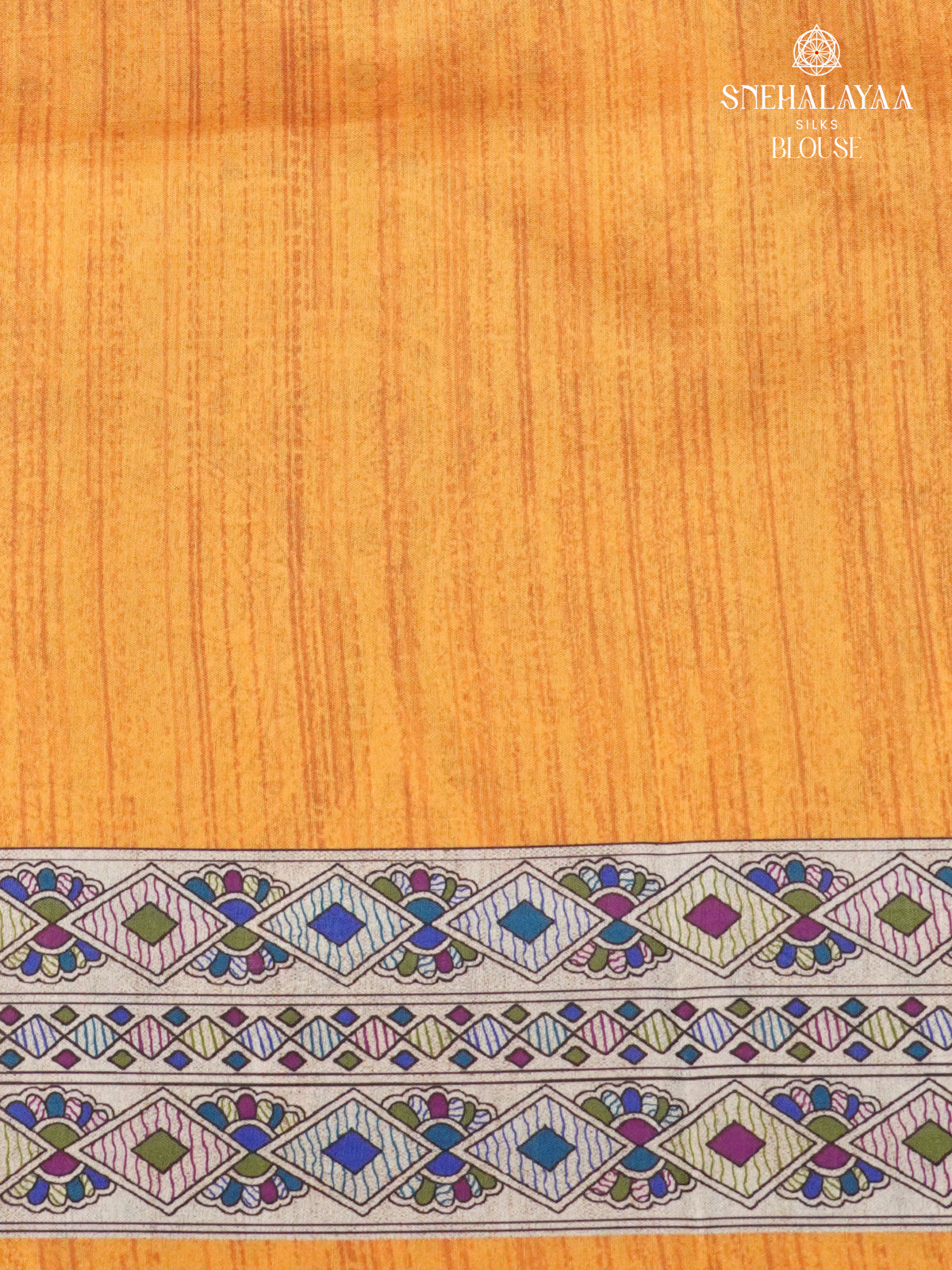 Beige With Yellow Border Madhubani Saree