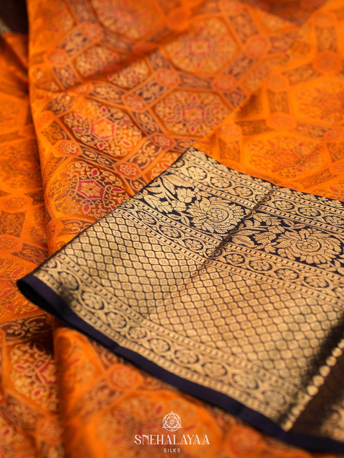 Orange Kanjivaram Silk Saree