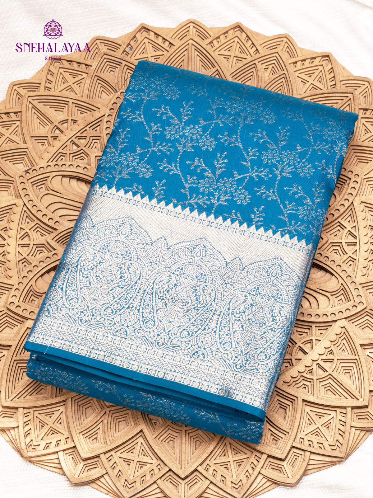 Aqua Blue Kanjivaram Silk Saree