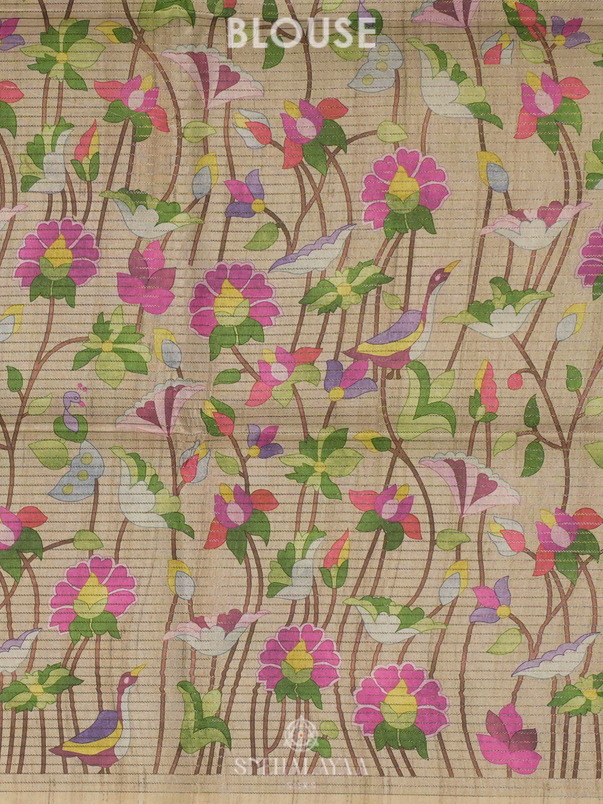 Beige Tussar Saree with Floral Boder