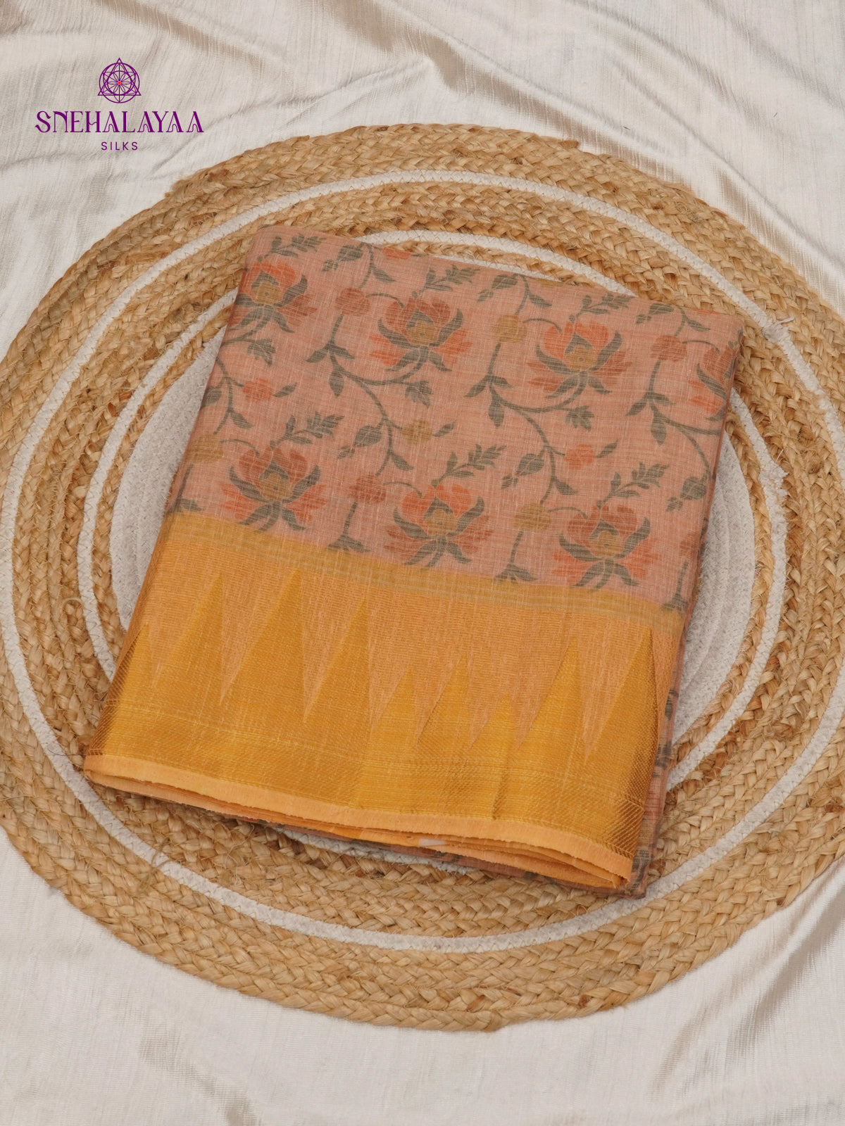 Peach Linen Tissue Saree