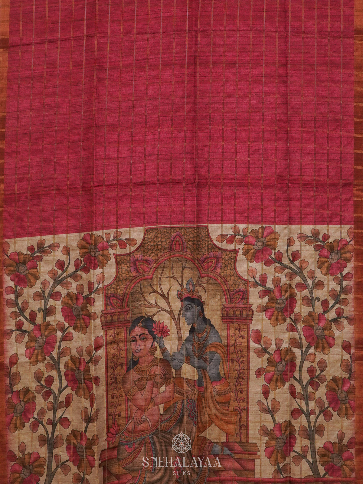 Magenta Tussar Saree