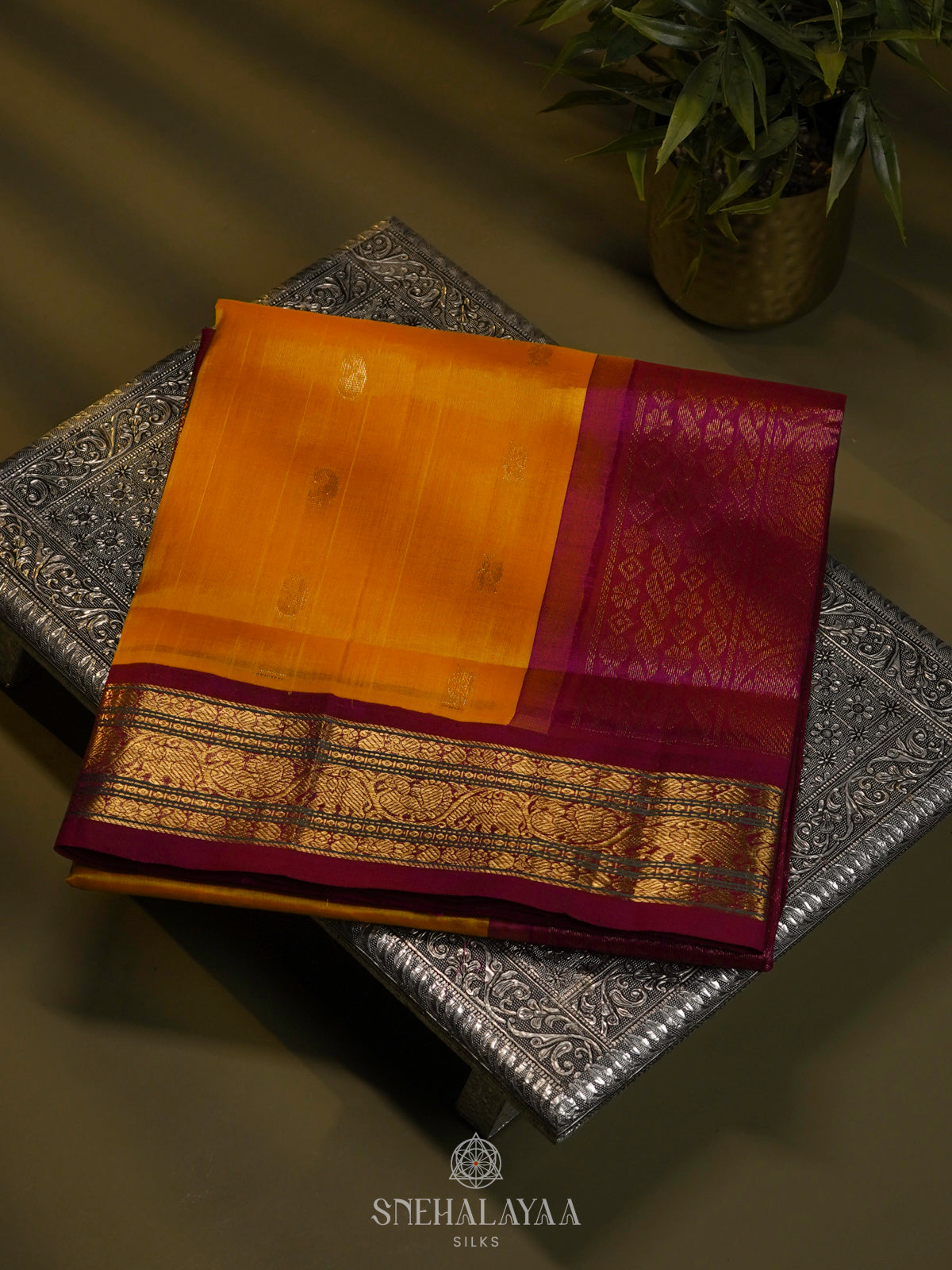 Orange Kanchi Silk Cotton Saree