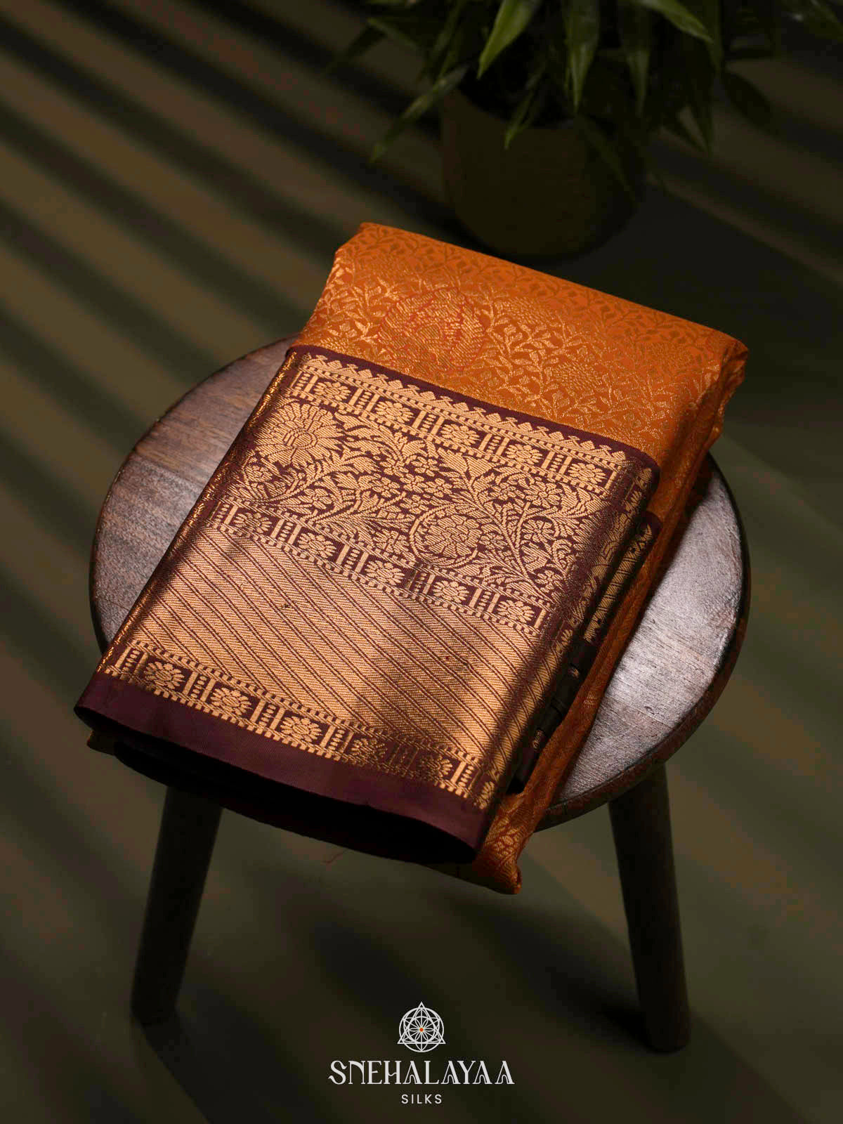 Orange Art Silk Saree