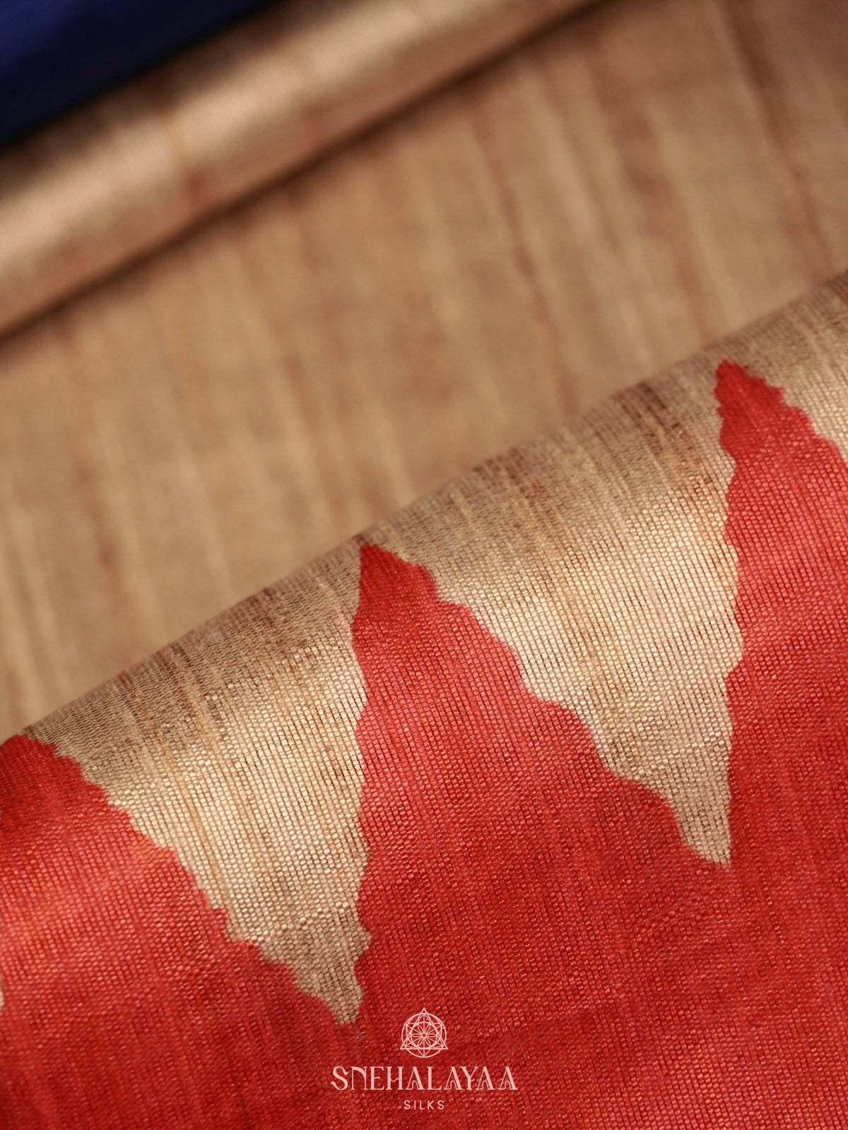 Beige With Blue Border Tussar Saree