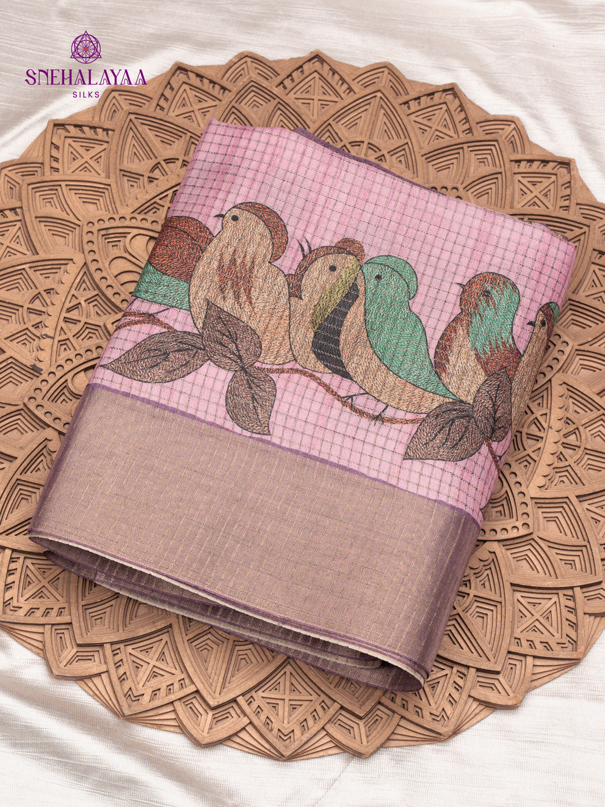 Pastel Pink Tussar Saree