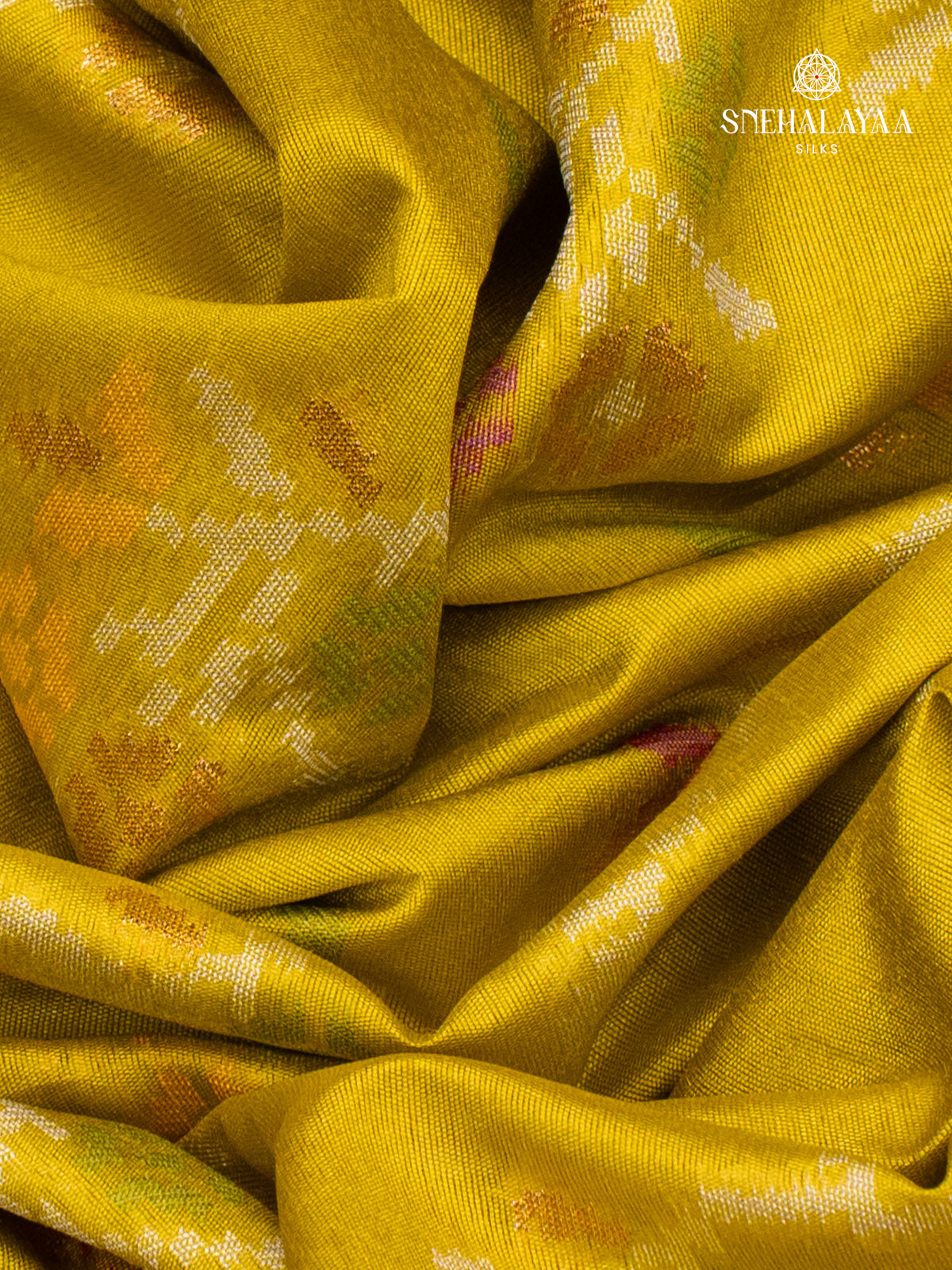 Yellow Ikat Silk Saree