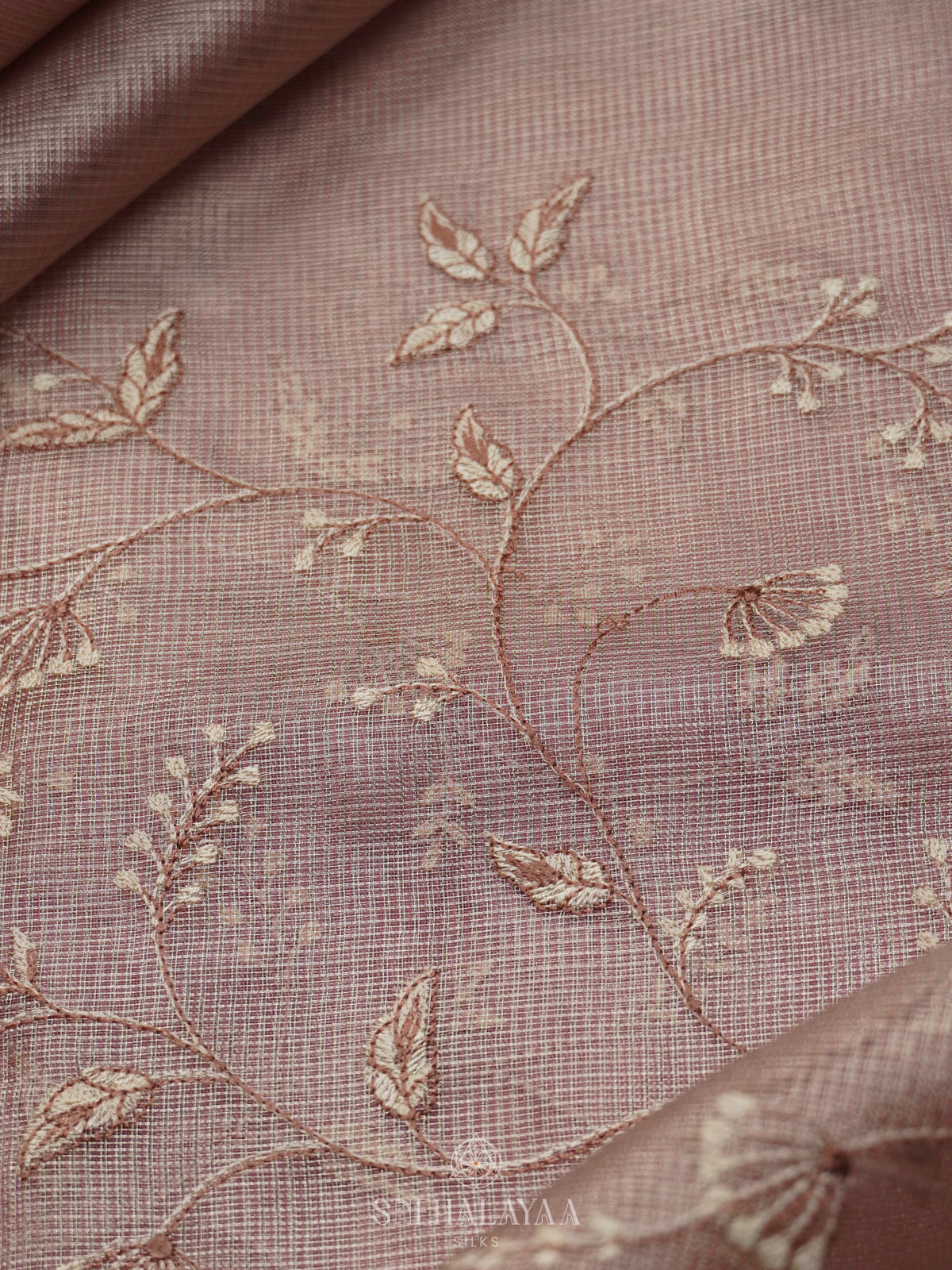 Pink Kota Tissue Embroidery Saree