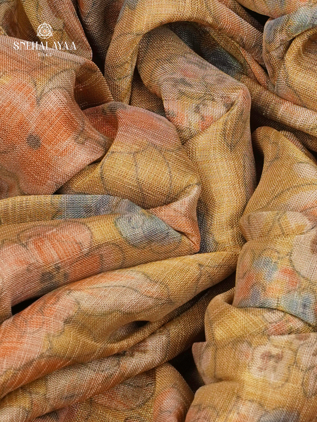 Orange Linen Tissue Saree