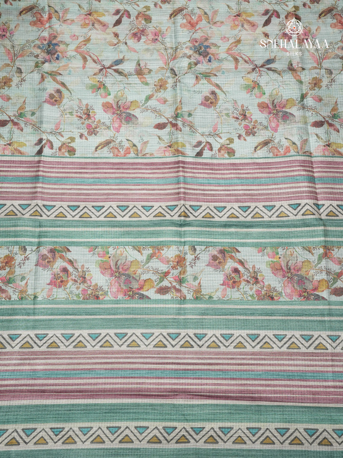 Teal Blue Printed Kota Saree