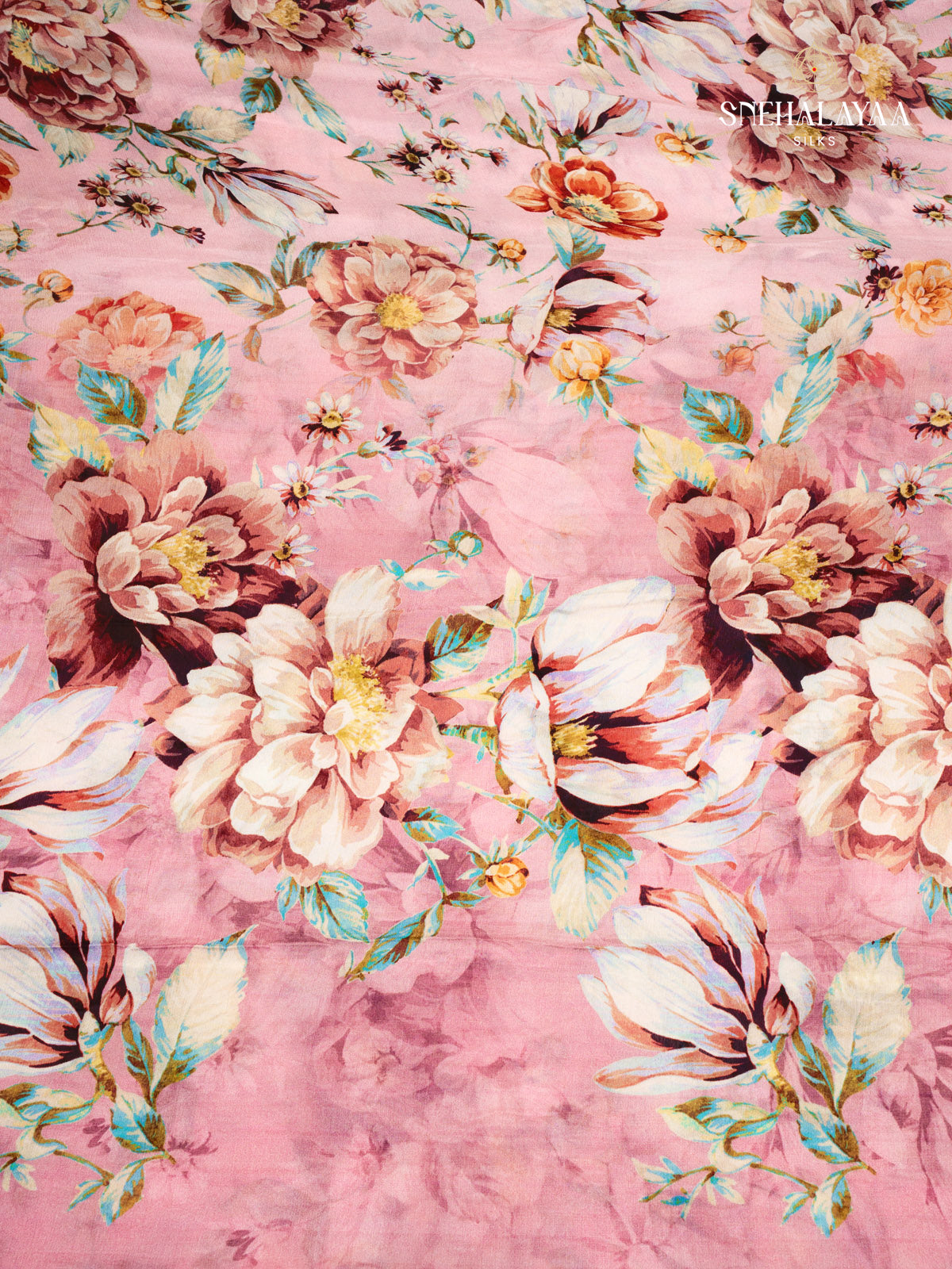 Pink Printed Chiffon Saree