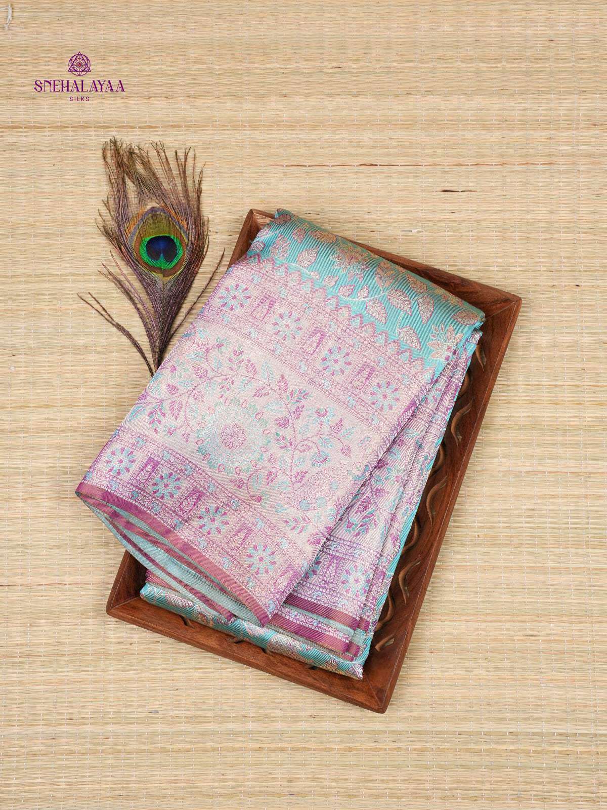 Aqua Blue Kanjivaram Silk Saree