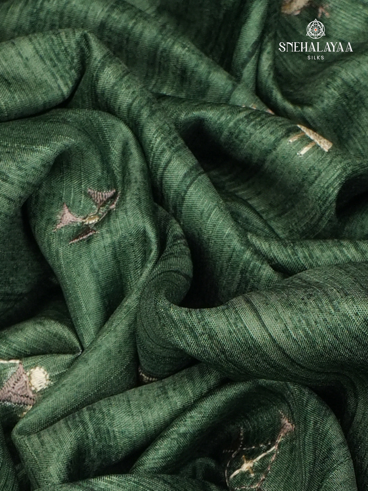 Pastel Green Tussar Embroidery Saree