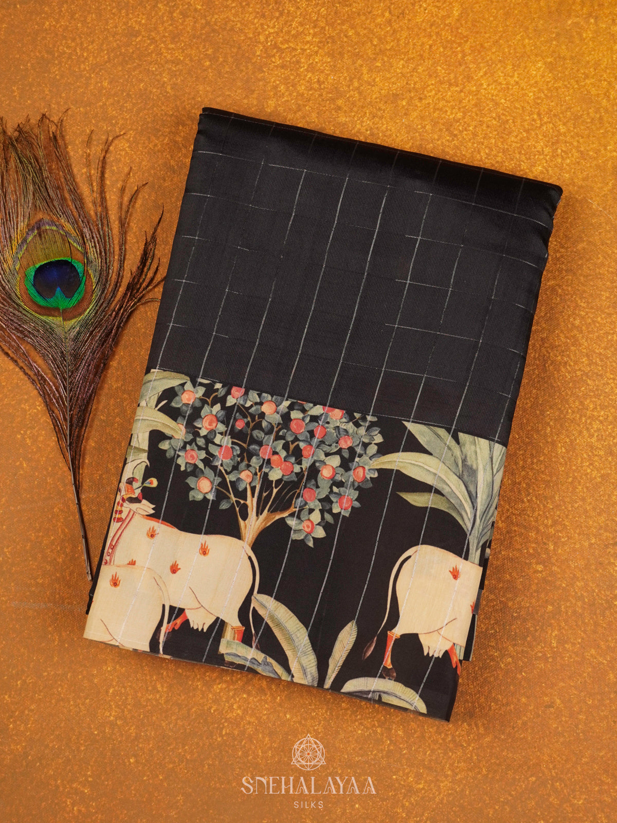 Black Tussar Saree with Pichwa Border