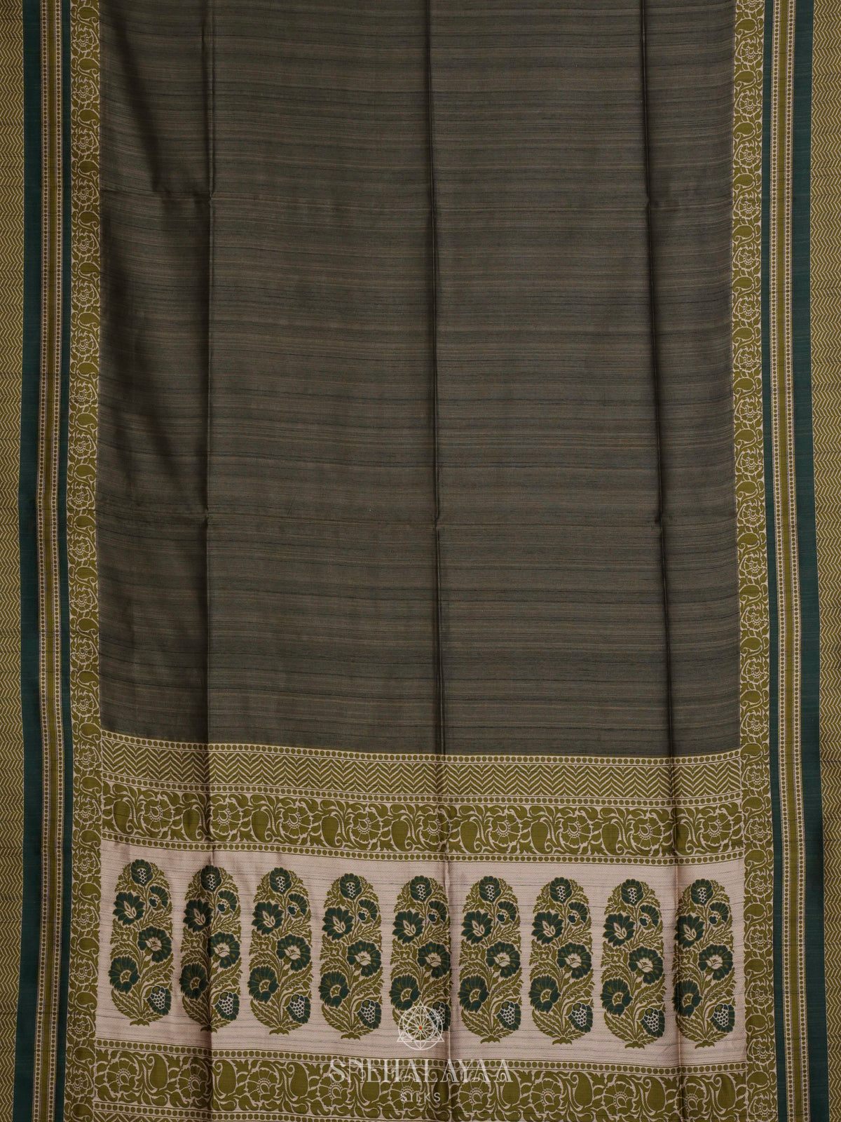 Olive Green Munga Tussar Saree