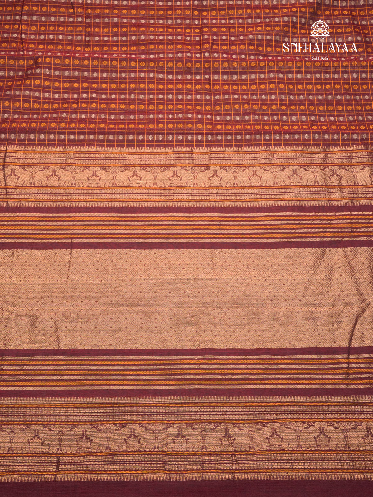 Brown Pure Kanchi Cotton Saree