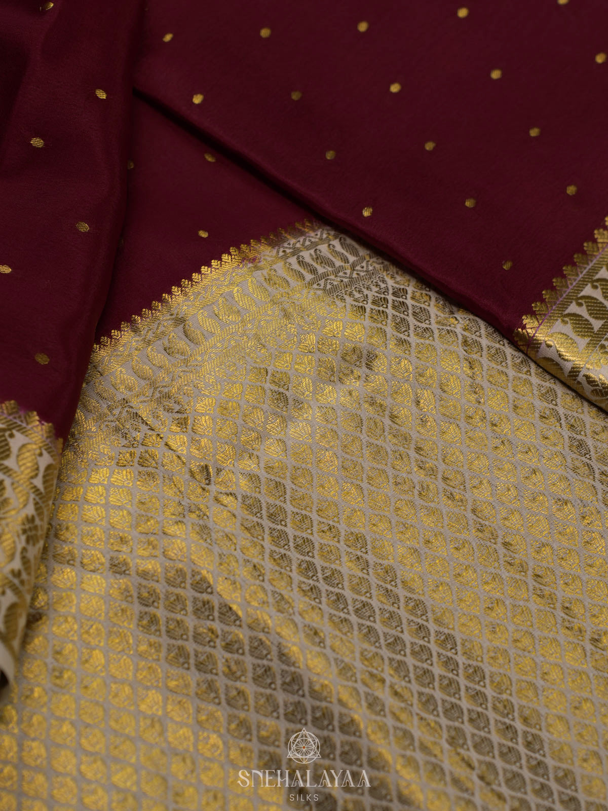 Wine Red Mysore Silk Saree