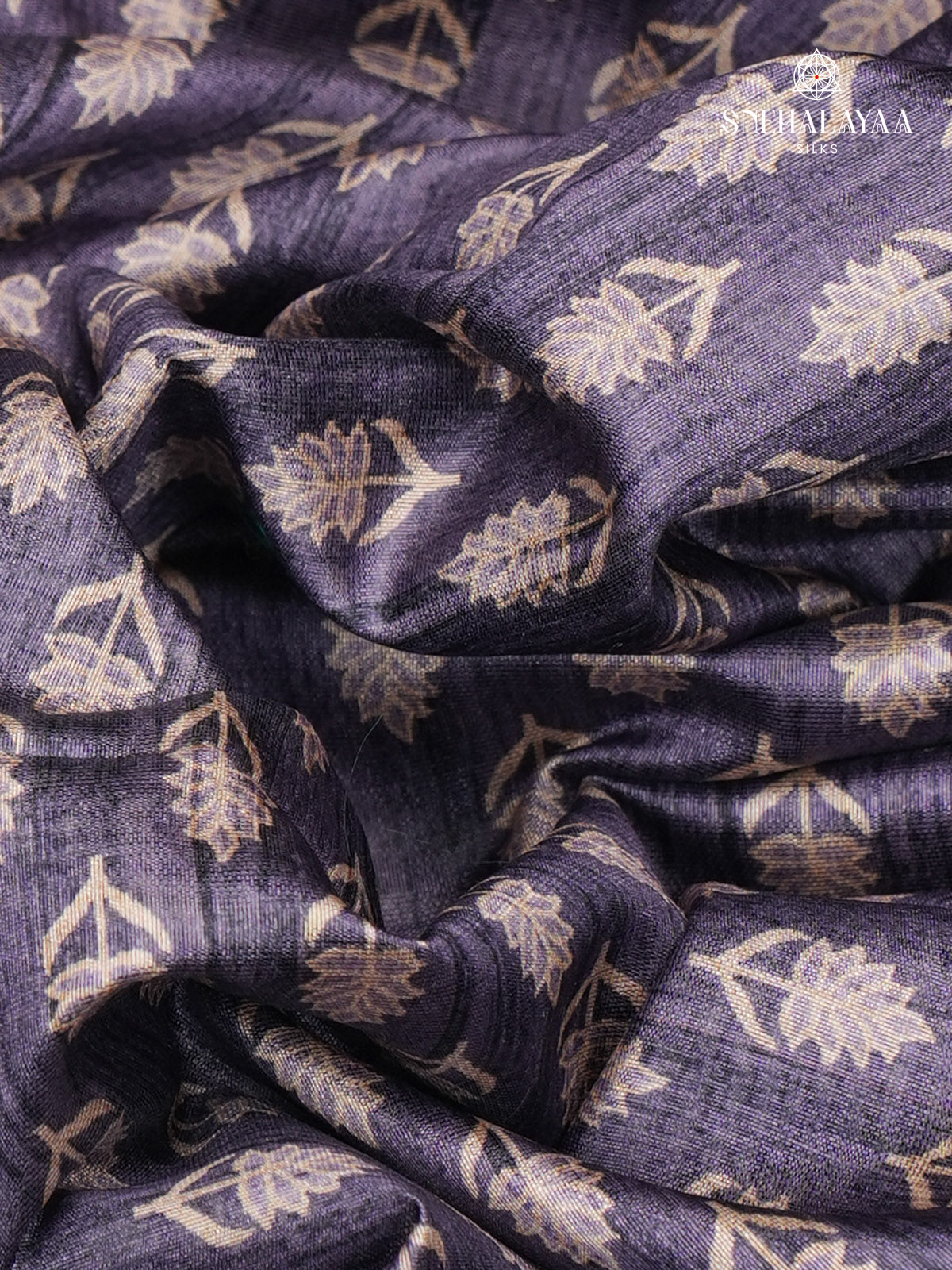 Purple Tussar Embroidery Saree
