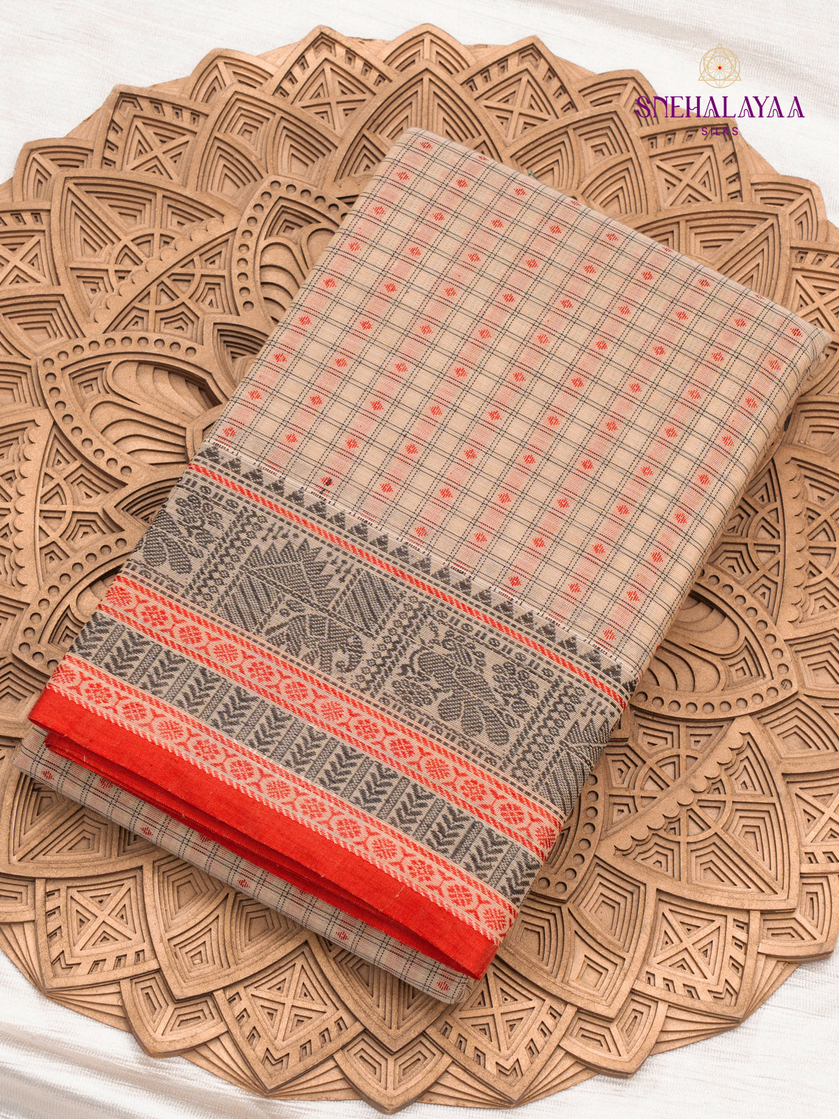 Light Orange Kanchi Cotton Saree