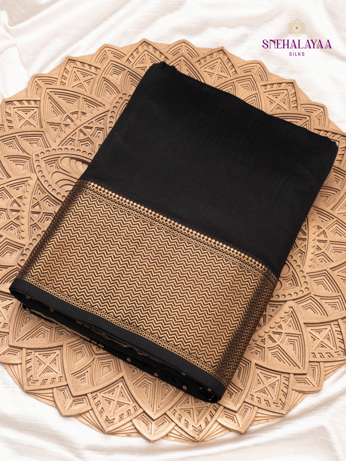 Black Maheshwari Silk Cotton Saree