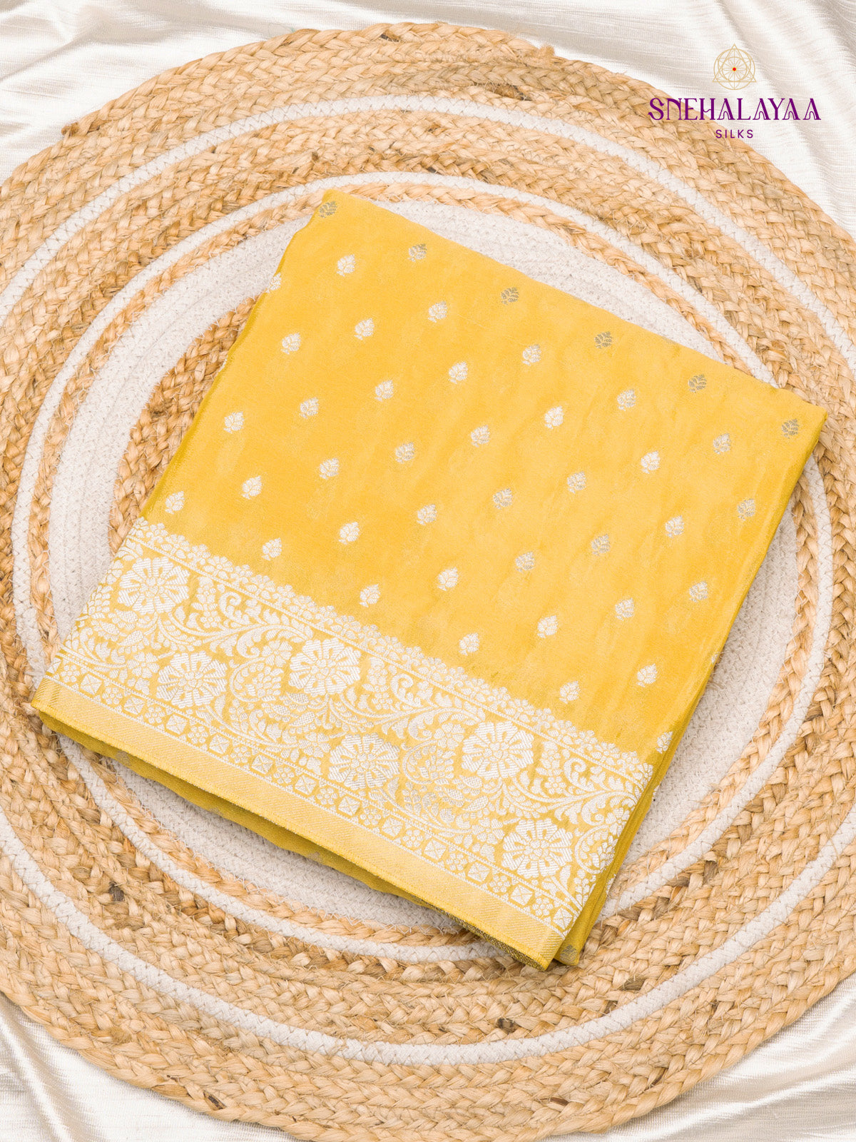 Yellow Banaras Crepe Silk Saree