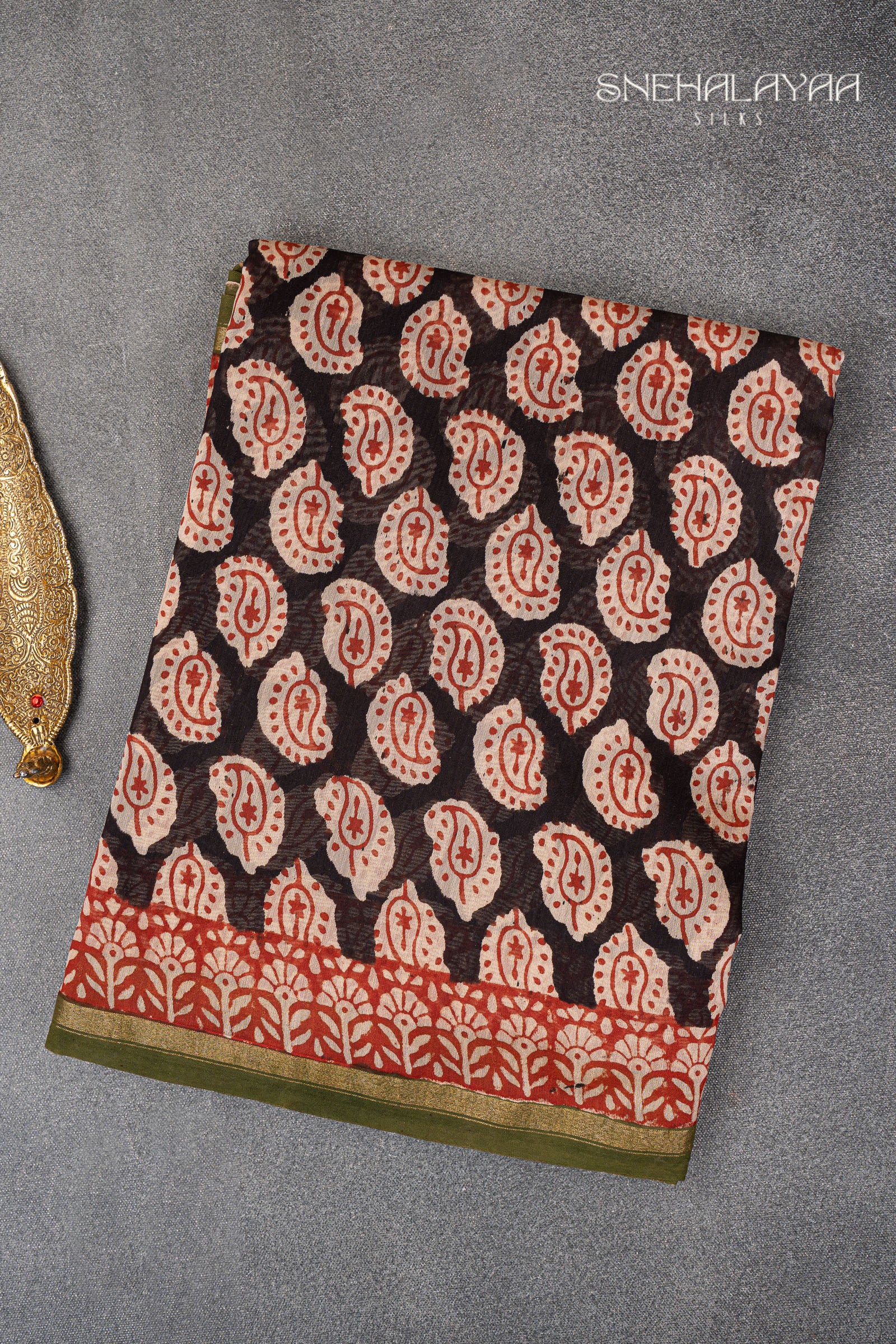 Black Chanderi Silk Saree