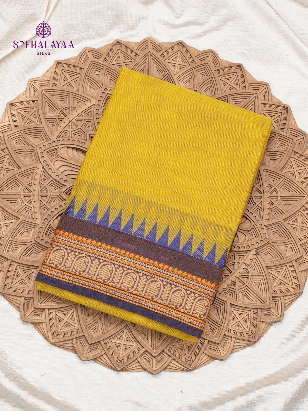 Citron Yellow Chettinad Cotton Saree