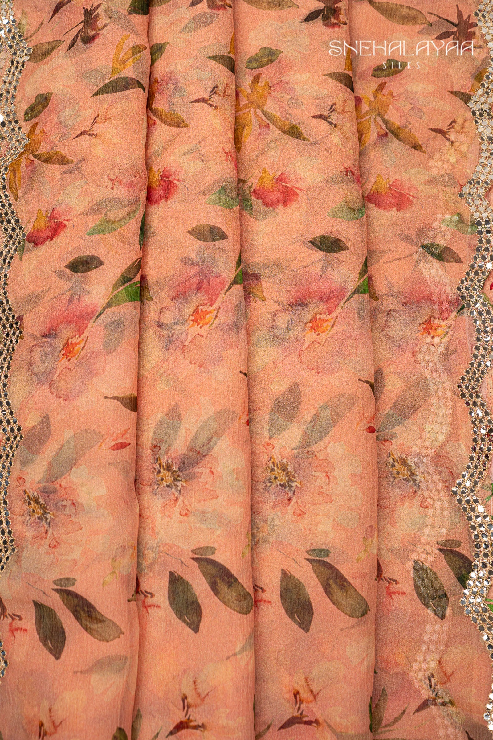 Cantaloupe Orange Crush Saree