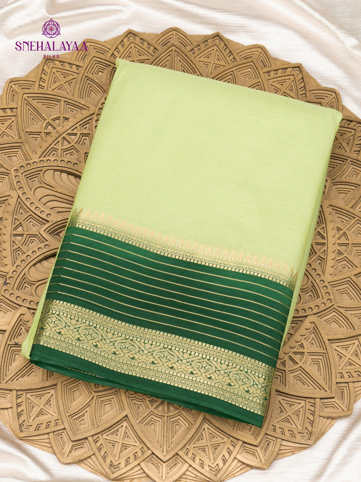Pista Green Mysore Silk Saree