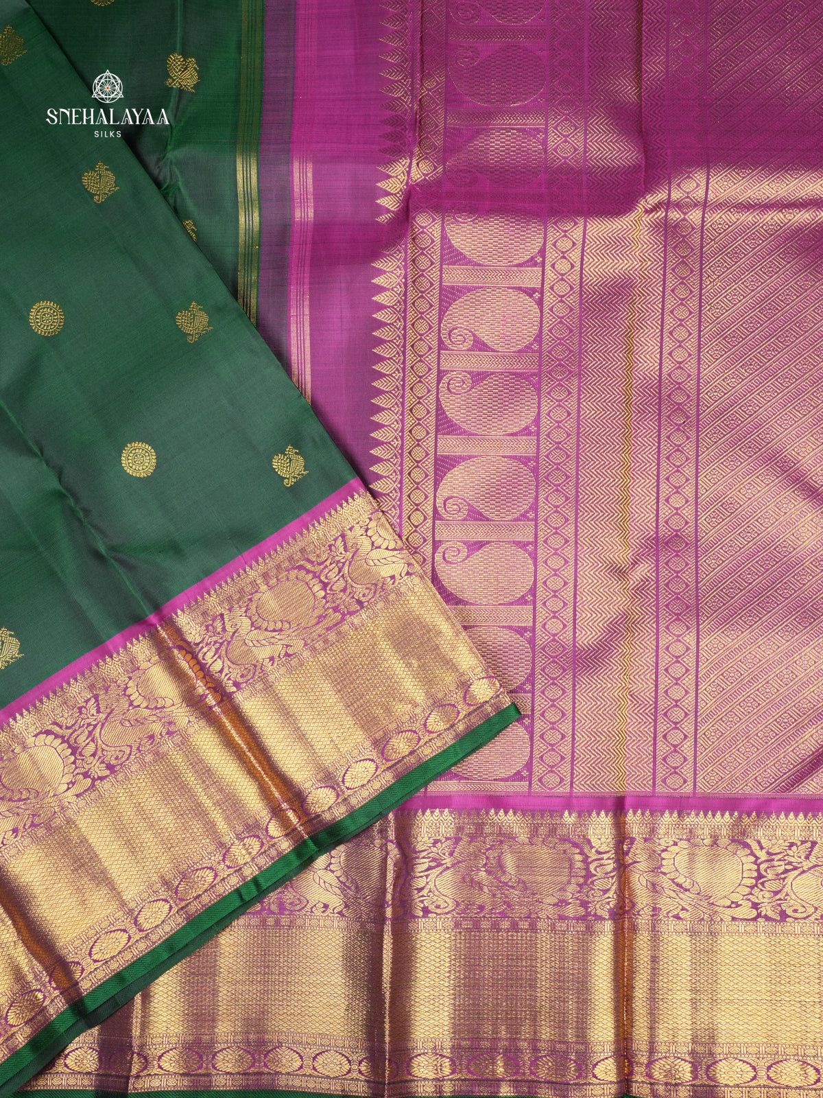 Forest Green Kanjivaram Silk Saree