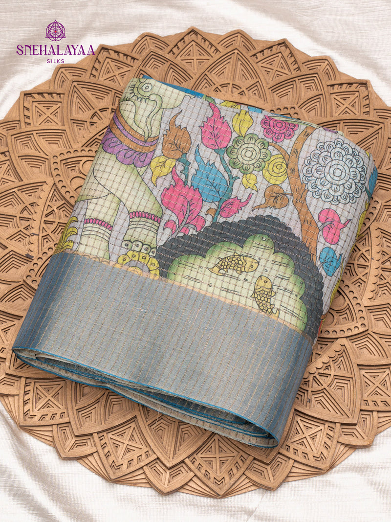 Off White Tussar Saree