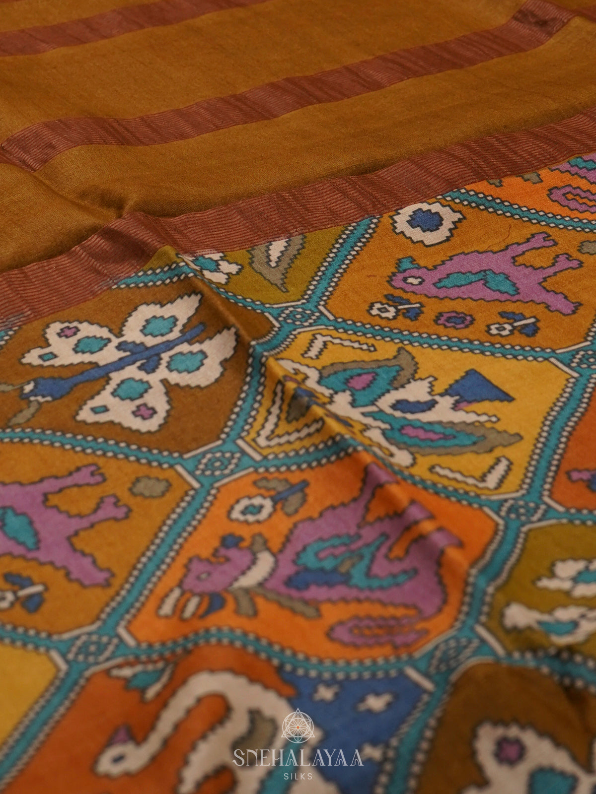 Mustard Tussar Saree