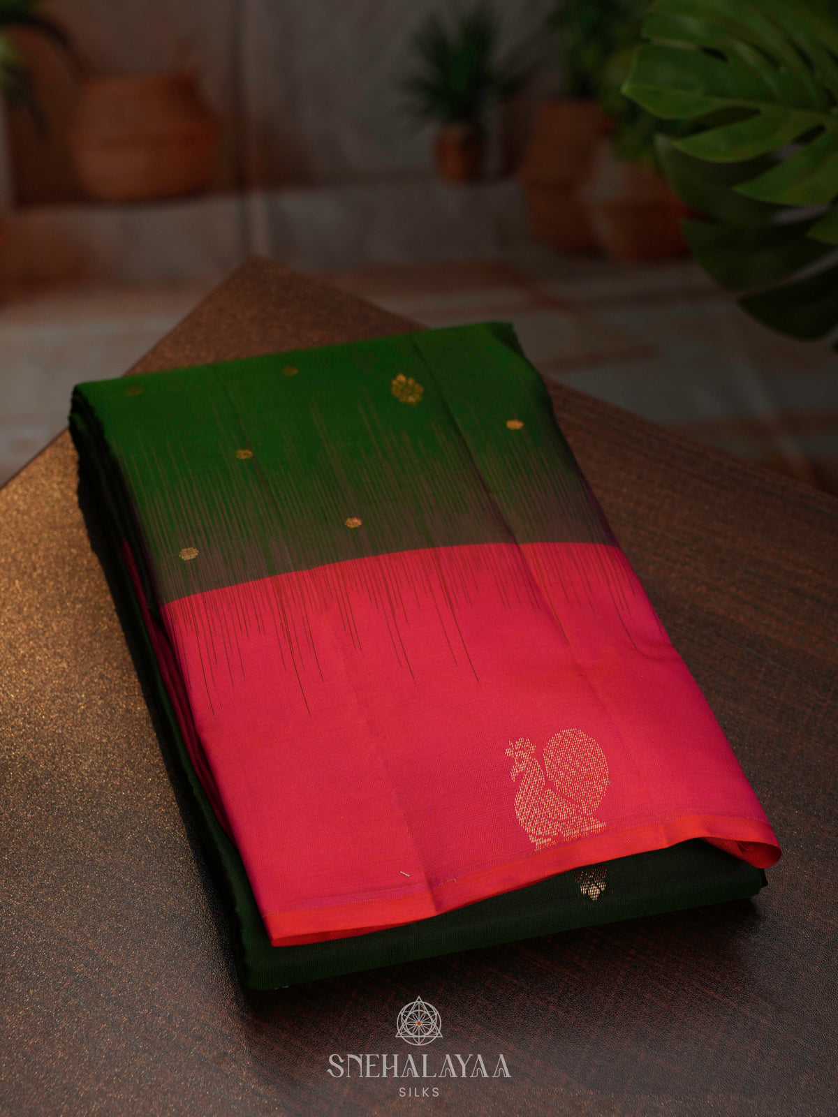 Forest Green Kanjivaram Silk Saree