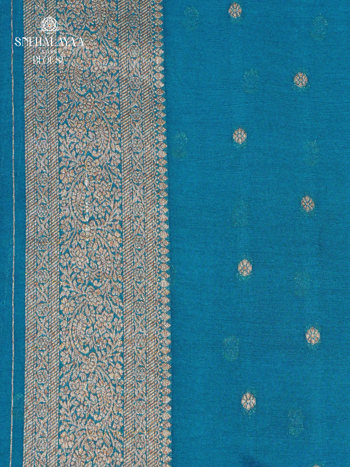 Ocean Blue Banaras Crepe Silk Saree