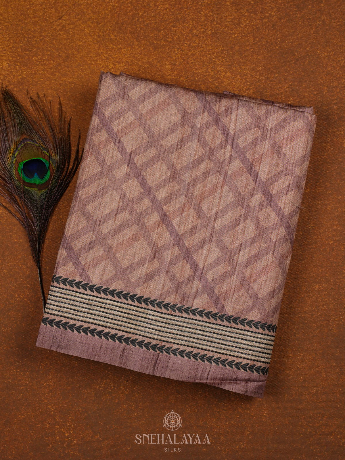 Orange Tussar Embroidery Saree