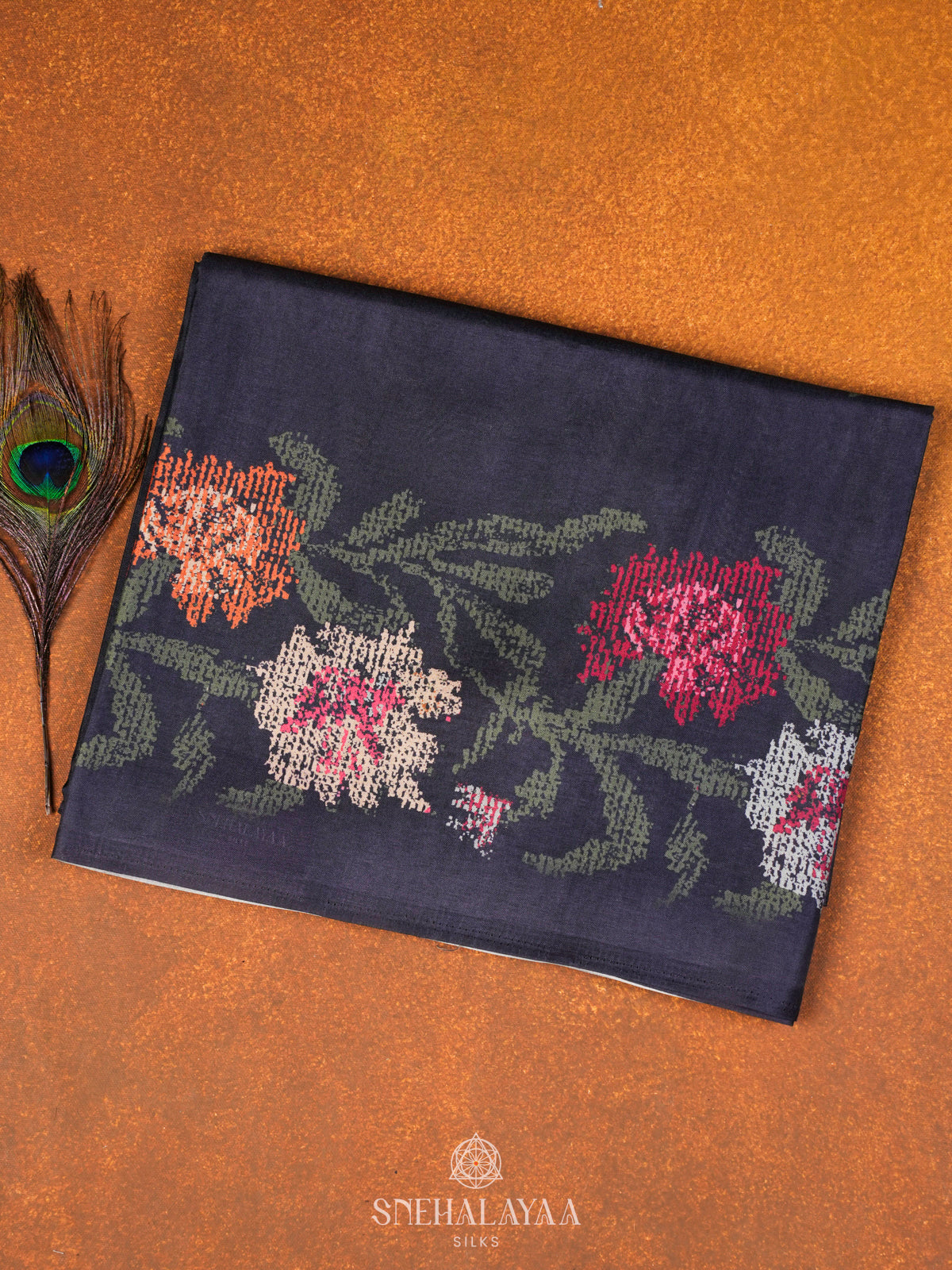 Navy Blue Tussar Saree