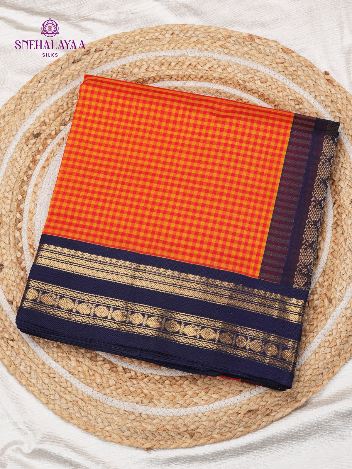 Rust Orange Kanchi Silk Cotton Saree
